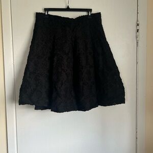 Gibson Latimer Black Textured Lace Pleated Flare Skirt Size Large